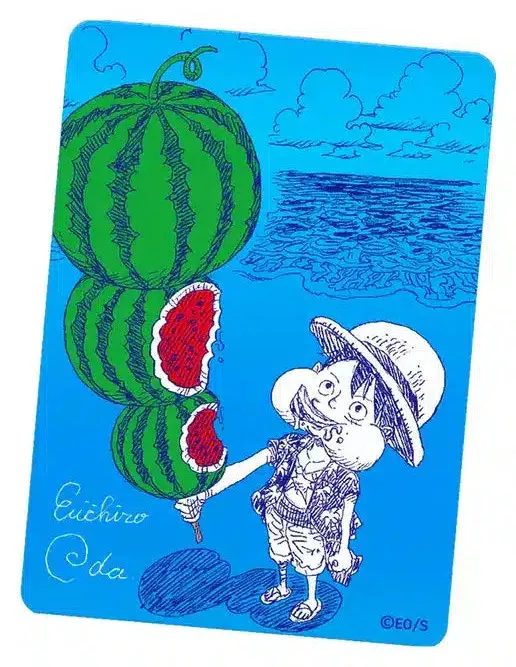 Shueisha Natsucomi 2026 metalna promo karta - Watermelon Luffy